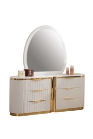 Laura Oval Shaped Mirror made with Wood in White Frame