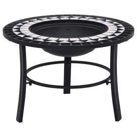 Mosaic Fire Pit Black and White 26.8" Ceramic