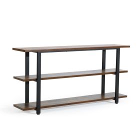 Console Table; 55' Industrial Entryway Table with 3-Tier Storage Shelves; Rustic Wood and Metal Frame; Easy Assembly for Foyer; Living Room; Hallway