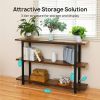 Console Table; 55' Industrial Entryway Table with 3-Tier Storage Shelves; Rustic Wood and Metal Frame; Easy Assembly for Foyer; Living Room; Hallway