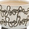 S/2 CERAMIC 6/8" SCRIBBLE FOOTED PLANTER, BEIGE