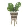 S/2 10/12" DIAMOND PLANTER W/ WOOD LEGS, BROWN(KD)