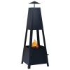 Fire Pit Black 13.8"x13.8"x39" Steel