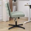 Armless Office Desk Chair No Wheels, GREEN