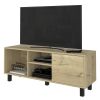 Tv Stand for TV´s up 43" Three Open Shelves Fredericia, One Cabinet, Light Oak Finish