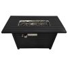 Living Source International 24" H x 54" W Steel Outdoor Fire Pit Table with Lid (Black)