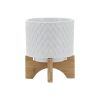 5" CHEVRON PLANTER W/ STAND, WHITE