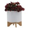 10" CHEVRONPLANTER W/ STAND, WHITE