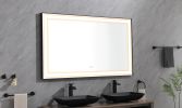 (ONLY FOR PICKUP) 60*36 LED Lighted Bathroom Wall Mounted Mirror with High Lumen+Anti-Fog Separately Control