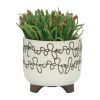 S/2 CERAMIC 6/8" SCRIBBLE FOOTED PLANTER, BEIGE