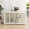 Kitchen Storage Stand Cupboard With Glass Door-White