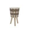 S/2 10/12" DIAMOND PLANTER W/ WOOD LEGS, BROWN(KD)