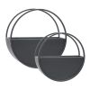 S/2 METAL 9/12" ROUND WALL PLANTERS, BLACK