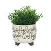 S/2 CERAMIC 6/8" SCRIBBLE FOOTED PLANTER, BEIGE