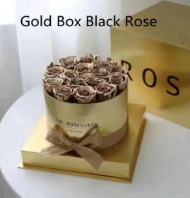 Silver Mirror Round Flower Pot Preserved  Flower (Option: Gold Box Black Rose)