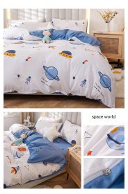 Korean Style Pure Cotton Bedding Set Of Four Pieces (Option: Space World-1.8m bed sheet style)