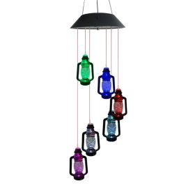 Solar Wind Chimes Light Rice Pellet Ball Hummingbird Color Changing Light String LED (Option: Kerosene lamp-RBG color change)