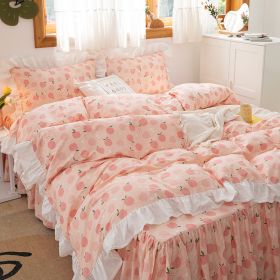 Small Floral Korean Version Bed Skirt Set Of Four Pieces (Option: Oolong-1.8m bed sheet style)