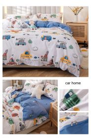 Korean Style Pure Cotton Bedding Set Of Four Pieces (Option: Autohome-1.8m Fitted Sheet Style)