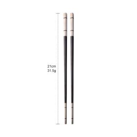 304 Stainless Steel Chopsticks Household Alloy Restaurant Color Laser Square-headed (Option: Short Black)