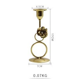 European Gold Romantic Ring Candlestick Party Wedding Table Candlestick Decoration Props (Option: B Iron Flower)