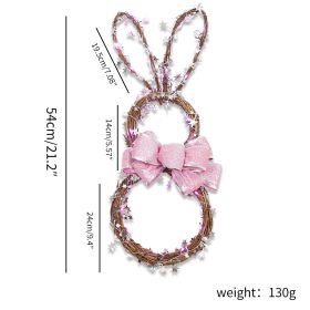 Easter Rabbit Pendant LED Luminous Vine Ring (Option: Rabbit Garland-Pink Purple Light Type Medium)