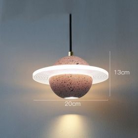 Planet Small Chandelier Red Single Head Bedroom Bedside Lamp (Option: Double glossy sand pink-110v)