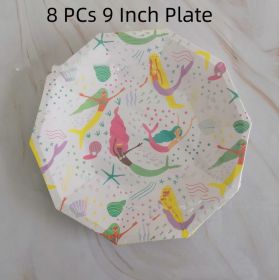 Decagon Mermaid Party Supplies Paper Pallet (Option: 8 PCs 9 Inch Plate)