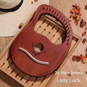 Solid Wood Veneer Lyre (Option: 16Strings Coffee-The Luck Fairy)