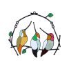 Metal Stained Bird Panel Glass Window Hanging Wall Decor Parrot Birds Art Pendant Wind Chimes Bird Ornaments Home Ornaments