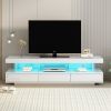 Modern LED TV Stand for 70 inch TV with Shelves and Storage Drawers Modern, Entertainment Center, White Tabletop High Glossy TV Stand for living Room