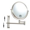 8-inch Wall Mounted Makeup Vanity Mirror, Height Adjustable, 1X / 10X Magnification Mirror, 360° Swivel with Extension Arm