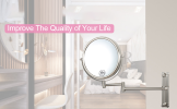 8-inch Wall Mounted Makeup Vanity Mirror, Height Adjustable, 1X / 10X Magnification Mirror, 360° Swivel with Extension Arm