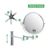 8-inch Wall Mounted Makeup Vanity Mirror, Height Adjustable, 1X / 10X Magnification Mirror, 360° Swivel with Extension Arm