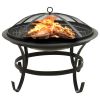 2-in-1 Fire Pit and BBQ with Poker 22"x22"x19.3" Steel