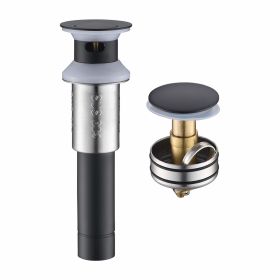 Sink Drain Stopper Bathroom 1.75 In;  Pop-Up Drain Stainless Steel With Overflow Anti-Clogging (Color: Matte Black)