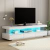 Modern LED TV Stand for 70 inch TV with Shelves and Storage Drawers Modern, Entertainment Center, White Tabletop High Glossy TV Stand for living Room