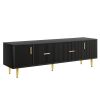 Modern TV Stand with 5 Champagne Legs - Durable, Stylish and Spacious, TVs Up to 75''