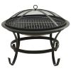 2-in-1 Fire Pit and BBQ with Poker 22"x22"x19.3" Steel