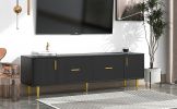 Modern TV Stand with 5 Champagne Legs - Durable, Stylish and Spacious, TVs Up to 75''