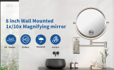 8-inch Wall Mounted Makeup Vanity Mirror, 1X / 10X Magnification Mirror, 360° Swivel with Extension Arm