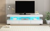 Modern LED TV Stand for 70 inch TV with Shelves and Storage Drawers Modern, Entertainment Center, White Tabletop High Glossy TV Stand for living Room