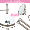 8-inch Wall Mounted Makeup Vanity Mirror, Height Adjustable, 1X / 10X Magnification Mirror, 360° Swivel with Extension Arm