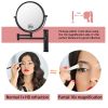 8-inch Wall Mounted Makeup Vanity Mirror, Height Adjustable, 1X / 10X Magnification Mirror, 360° Swivel with Extension Arm