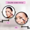 8-inch Wall Mounted Makeup Vanity Mirror, 1X / 10X Magnification Mirror, 360° Swivel with Extension Arm