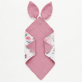 Baby Printed Appeasing Towel Rabbit Ears Cotton Gauze (Option: Rubber Pink)