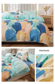 Korean Style Pure Cotton Bedding Set Of Four Pieces (Option: Tropical rainforest-1.5m bed sheet style)