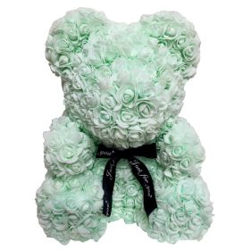 Rose Bear Eternal Rose Bear Birthday Gift Foam Rose Bear (Option: Light Green-40cm Gift Box)