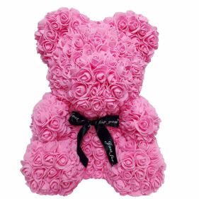 Rose Bear Eternal Rose Bear Birthday Gift Foam Rose Bear (Option: Pink-40cm Gift Box)