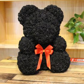 Rose Bear Eternal Rose Bear Birthday Gift Foam Rose Bear (Option: Black-40cm Gift Box)